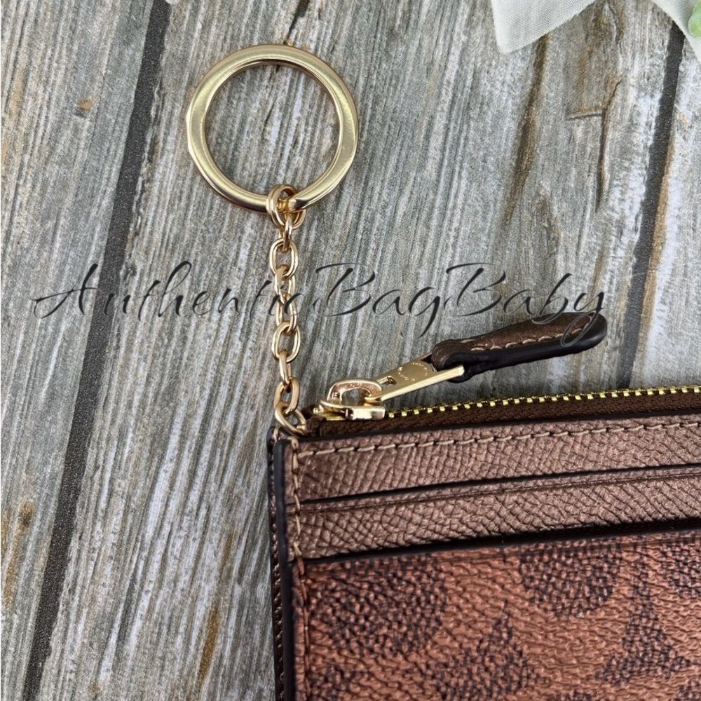 Coach Mini Skinny Keychain Id Case In Signature Canvas & Copper Metallic Wallet - Picture 6 of 6